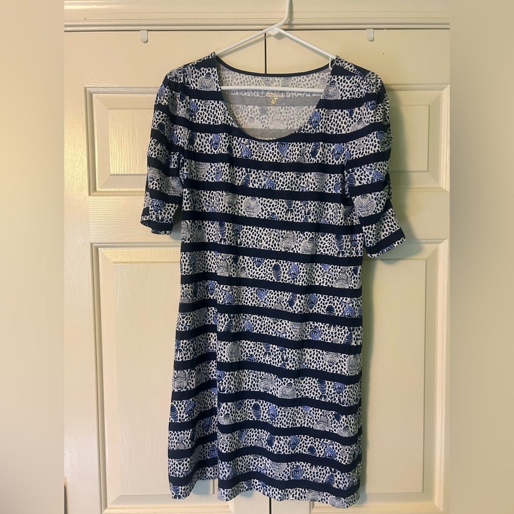 Lilly Pulitzer Navy and White Seashell T-Shirt Dress